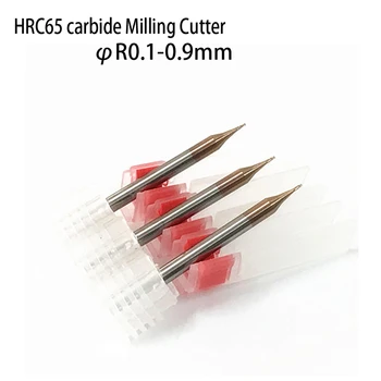 HRC65 micro butas nedidelio skersmens volframo plieno kamuolys nosies frezavimo pjovimo skersmuo r0.1 0.2 0.3 0.5 0.5 0.6 0.7 0.8 0.9 mm
