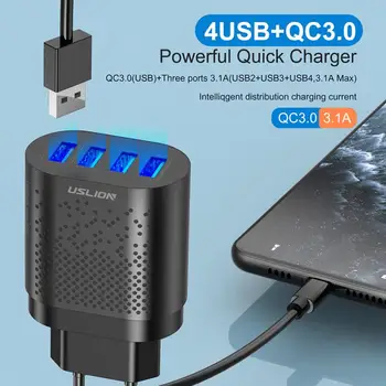 ES/JAV Prijunkite USB Įkroviklis 3A Greitai Įkrauti QC3.0 Mobiliojo Telefono Įkroviklį 