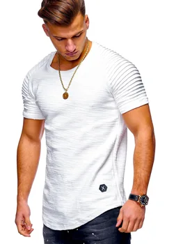 2018 vyriški Marškinėliai Dryžuotas Slim vientisos Spalvos trumpomis Rankovėmis T-Shirt Vyrų Kultūrizmo T-Shirt