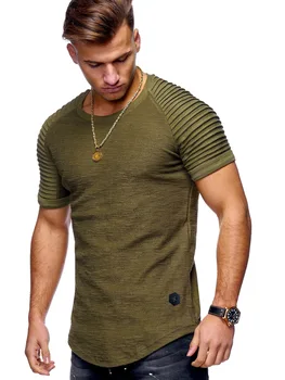 2018 vyriški Marškinėliai Dryžuotas Slim vientisos Spalvos trumpomis Rankovėmis T-Shirt Vyrų Kultūrizmo T-Shirt