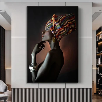 Afrikos Sienos Meno Plakatas ir Spausdina Elegantiška Juoda Moterų Paveikslai Tapyba Šiuolaikinės Pop Kambarį Dekoravimas, Sienų Tapyba Cuadros