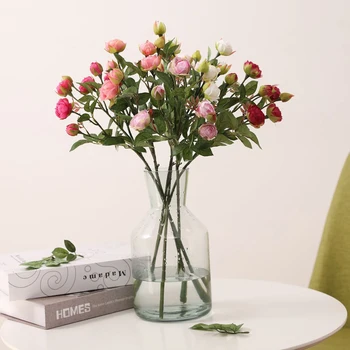 1PC Dirbtinių Rožių Puokštė Gėlių Šaką Už Vestuves Fone Vieta Apdailos Gėlių Artificiales