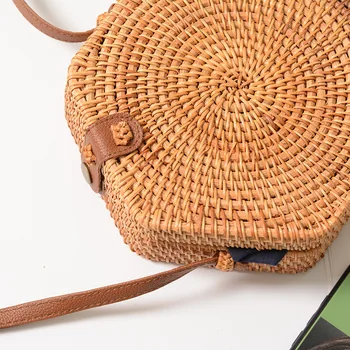 Rotango-megzti Drugelis Bauthorne krepšelį vintage meno rankų šešiakampe maišelį austi maišas PU diržas