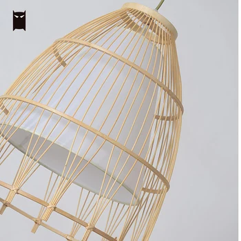 Bambuko Vytelių Pintais Audinio Atspalvis Nerijos Pakabukas Šviesos Rungtynių Japonijos Kaimiškas Minimalistinio Meno Kabo Lempa Namų Apšvietimo Dizaineris