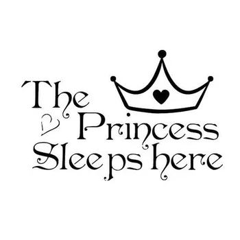 Populiariausi 1PCS Princesė Miega Čia Posakis, Citata Siena Lipdukas Vinilo Namų Miegamajame Lipdukai Vaikas Mergina Kūdikio Kambario Dekoro