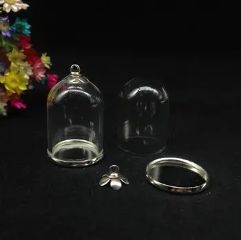 500pcs 25*18mm vamzdis bell stiklainiai, stiklo pasaulyje burbulas su klasikinės bazės bžūp glss, norinčių butelis amatų karoliai, stiklo, padengti konteinerį