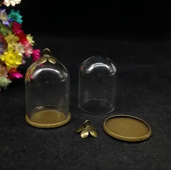 500pcs 25*18mm vamzdis bell stiklainiai, stiklo pasaulyje burbulas su klasikinės bazės bžūp glss, norinčių butelis amatų karoliai, stiklo, padengti konteinerį