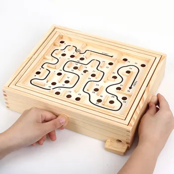 Vaikai 3D Puzzle Medinis Labirintas Valdybos Žaislai Kamuolys Labirintas Žaidimai Rankų darbo Žaislas Vaikams Švietimo Galvosūkiai Geležinkelių Karoliukai Vaikas Dovana