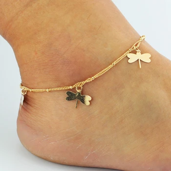 Aukso Bohemijos Anklet Paplūdimio Pėdų Papuošalai Kojų Grandinės Drugelis Dragonfly Anklets Moterų Basomis Sandalai Anklet Kojų