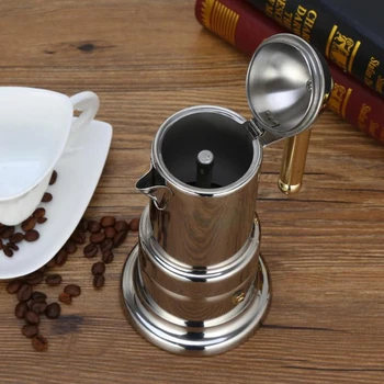 200Ml 4 Puodeliai Nerūdijančio Plieno kavinukas Moka Kavos virimo aparatas Arbatinukas Filtras Automatinis Kavos Aparatas Espreso kavos Aparatas