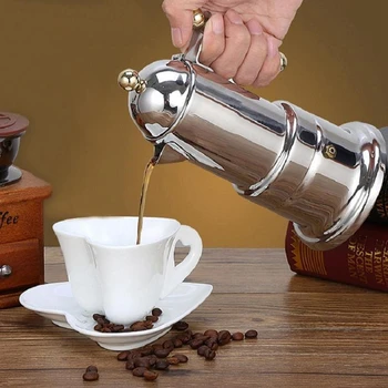 200Ml 4 Puodeliai Nerūdijančio Plieno kavinukas Moka Kavos virimo aparatas Arbatinukas Filtras Automatinis Kavos Aparatas Espreso kavos Aparatas