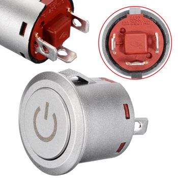1 VNT 12V 22mm Raudonas LED 1NO 1NC Maitinimo Mygtuką Perjungti Užrak. Akimirksnį ON/Off Jungiklis Latching NAUJAS 2019