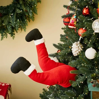 Kalėdų Eglutė Stick Santa Spardyti Kojas for Chrismas Medžio Dekoratyvinis Durų Ornamentu Patalpų Pliušinis Dekoro SP99