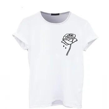 Vasarą Moterys Rose Spausdinti Moterų Marškinėliai Harajuku T-Shirts 2020 Trumpas Rankovės Kasdienių Drabužių Punk Tee Viršūnės