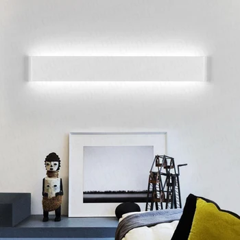 AC85-265V LED Sienos Žibintai Juoda Balta Modernaus Paprasta Kambarį Naktiniai Vonios kambarys Eilėje TV Wall Stačiakampio formos Aliuminio Sieniniai Šviestuvai