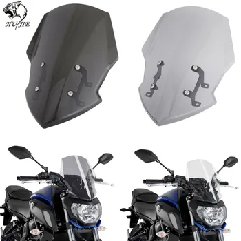 Už Yamaha MT07 2018 2019 Motociklo Priekinio stiklo priekinio, galinio Stiklo Reflektoriai MT 07 FZ 07 FZ07 Shield Ekranas Su Laikikliu