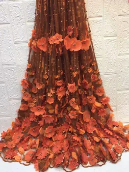 Karšto pardavimo Alyvinė siuvinėjimo zawalcowany 3D nėrinių audinio 2019 aukštos kokybės prancūzų ju nėrinių vestuvės Afrikos nėrinių audinio vestuvinė suknelė