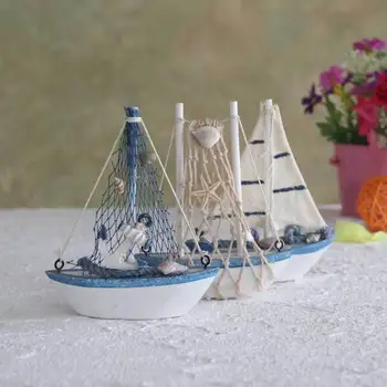 Viduržemio jūros regiono Stiliaus Mini Laivo jūrų apdailą dekoratyviniais ornamentais dekoruoti Jūrmylių Dekoro burlaivis-Nemokamas pristatymas