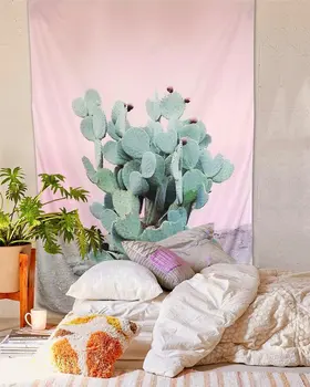 Kaktusas Kraštovaizdžio Gobelenas Mandala Sienos Kabo Dekoro 3D Gėlių Kilimų Meno Antklodė Jogos Kilimėlis Dekoratyvinis Siuvinėjimas Namų