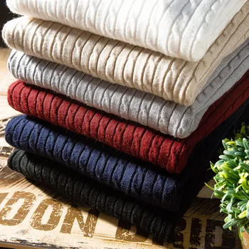 Vyriški aukštos apykaklės megztinis ruožas stora vientisos spalvos megztas megztinis rudenį ir žiemą šiltas Slim vyrų dugno megztinis S-2XL