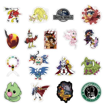 10/30/50Pcs Digimon Monster Lipdukai Japonų Anime Motociklo Riedlentė Nešiojamas Bagažo Telefono Žaislai Automobilių Gitara