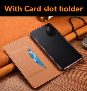 Natūralios odos magnetinio flip cover kortelės turėtojas Motorola Moto G7 Plius telefoną atveju Motorola Moto G6 Plius dėklas dangtis