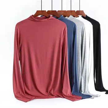 Ilgomis Rankovėmis Marškinėliai Moterims 2020 M. Pavasarį, Rudenį Viršūnes Modalinis ilgomis rankovėmis marškinėliai Kieto Golfo Dugno Marškinėliai Bazės Tees Atsitiktinis