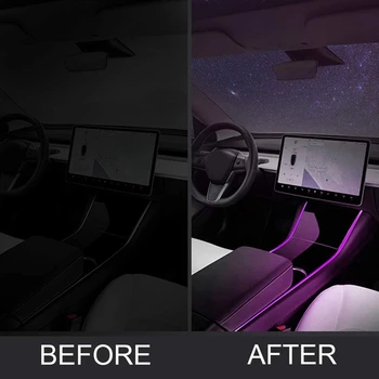 Neoninės Šviesos Vamzdžiai ir Durų Išeiti Lipdukas Rinkinys Tesla Modelis 3, RGB Interjero LED Juostelės Žibintai su App Valdytojas