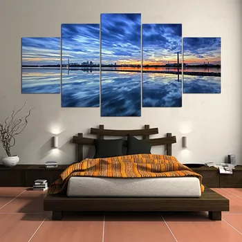 5 skydelis HD spausdinti tapybos Pajūrio mieste Torontas drobės namų dekoro sienos meno nuotrauką kambarį kn-110