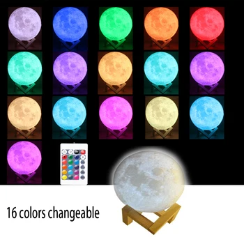 3D Spausdinimo Led Mėnulio Lempa, LED Nakties Šviesos Įkrovimo Pakeisti Spalva 3D Light Touch 