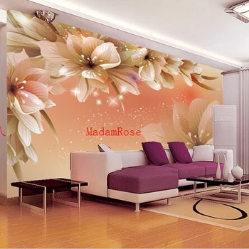 Didmeninė Bacaz Tulip gėlių Tapetai, 3d sienų freskos nuotrauka TV foną kambarį 3d Gėlių Sienos popieriaus freskomis