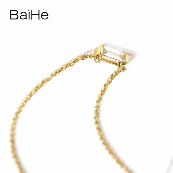 BAIHE Kietasis 18K Yellow Gold 0.08 ct H/SI Gamtinių Deimantų Vestuvių Moterų Madinga Fine Jewelry Gražus diamond Laisvalaikio Karoliai