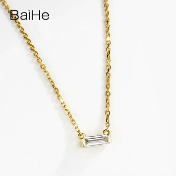 BAIHE Kietasis 18K Yellow Gold 0.08 ct H/SI Gamtinių Deimantų Vestuvių Moterų Madinga Fine Jewelry Gražus diamond Laisvalaikio Karoliai