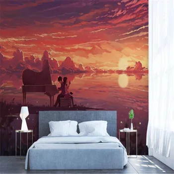 Milofi užsakymą tapetai, freskos 3d romantiška abstraktus peizažas TV, sofa kambarį fono sienos