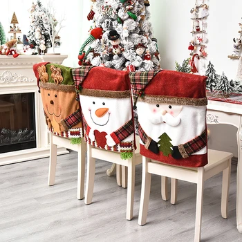 Kalėdų 2020 Kėdžių Dangose Santa Claus Ir Kalėdų Dekoracijas Vakarienė Kėdės Nugaros Apima Lentelė Šalis Dekoro Naujųjų Metų Šalies Prekių