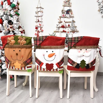 Kalėdų 2020 Kėdžių Dangose Santa Claus Ir Kalėdų Dekoracijas Vakarienė Kėdės Nugaros Apima Lentelė Šalis Dekoro Naujųjų Metų Šalies Prekių
