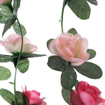 8 Vnt Suklastotas Rožių Vynuogių Dirbtinių Gėlių Kabinti Rožių Vynuogių Šeimos Vestuvės, Banketų Dekoravimas(Žalia+Tamsiai Rožinė+Šviesiai Rausva)