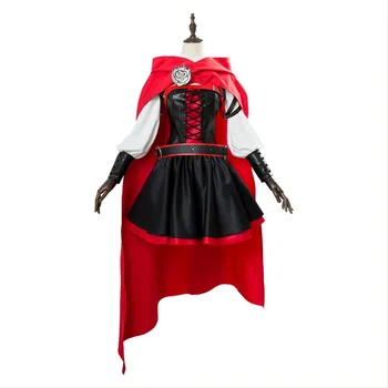 Ruby Rose Cosplay 3 Sezonas Raudona Suknelė, Apsiaustas Mūšis Vienodų Kostiumų Anime Ruby Rose Cosplay Kostiumas Moterims