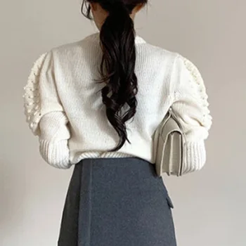Korėjos Versija Japonų Megztinis Mados Prarasti Paprasta Dizaineris Elegantiškas Plonas Rudenį, Žiemą Šilta Ilgomis Rankovėmis Apvalios Kaklo