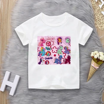 Vaikų vienaragis t-shirt girls spausdinti juokinga apvalios kaklo medvilnės marškinėliai baby girl animacinių filmų vasaros trumparankoviai drabužiai berniukams