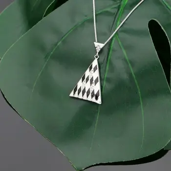 XINGTELO Trikampis Pakabukas Geometrinis Modelis Emaliu padengtas 925 Sterlingas Sidabro Pakabukas ir Grandinės Balta Kubinių Zirconia Papuošalai