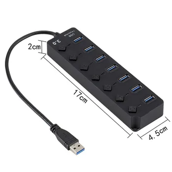 USB Hub 3.0 Didelio Greičio 7 Port USB Skirstytuvo on/Off Jungiklis KINTAMOSIOS srovės Maitinimo Adapteris Plius 
