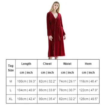 Nightgowns Moterų Rudenį Aksomo Homewear Prancūzų Stiliaus Seksualus Ilgomis Rankovėmis Sleepwear.2