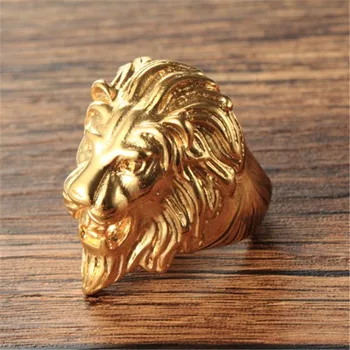 Vyrų mados žiedas galvanizavimo golden lion titano plieno žiedas