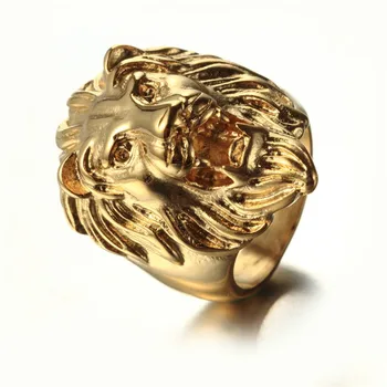 Vyrų mados žiedas galvanizavimo golden lion titano plieno žiedas