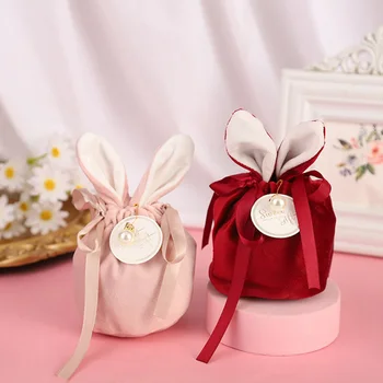 Velykų Cute Bunny Dovanų Pakavimo Maišeliai Aksomo Valentino Dieną Triušis Šokoladinių Saldainių Krepšiai Vestuvių, Gimtadienio Papuošalų Organizatorius