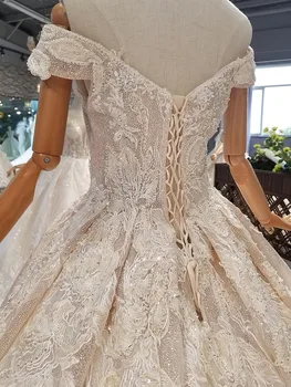 LS014478 blizga vestuvių suknelė su blizgučiai brangioji off peties nėrinių v-atgal iš nekilnojamojo gamyklos abito da sposa corto