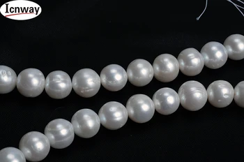 Gamtos netoli apvalių gėlavandenių Perlų balta 12-kaip 14mm Papuošalai Priėmimo 15inches 