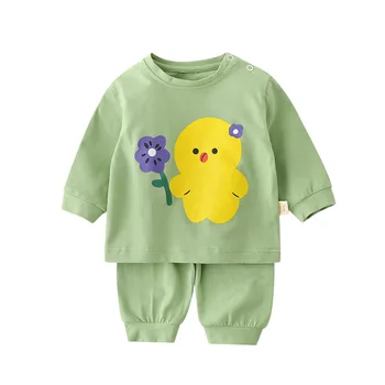 Baby girl berniukas mielas animacinių filmų gyvūnų pižama pavasario rudens drabužių rinkinys vaikams minkštos medvilnės drabužių rinkiniai