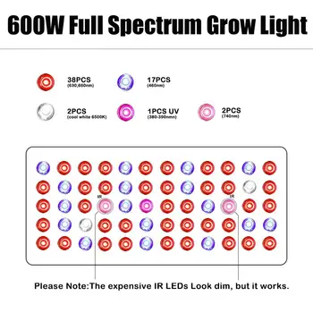Naujas Pilnas Spektras 600W Led Grow Light Skydelis,Daisy Grandinės Ryšį, Augalų Auginimo Lempos Daržovių Jaunieji Sodininkystės Patalpų